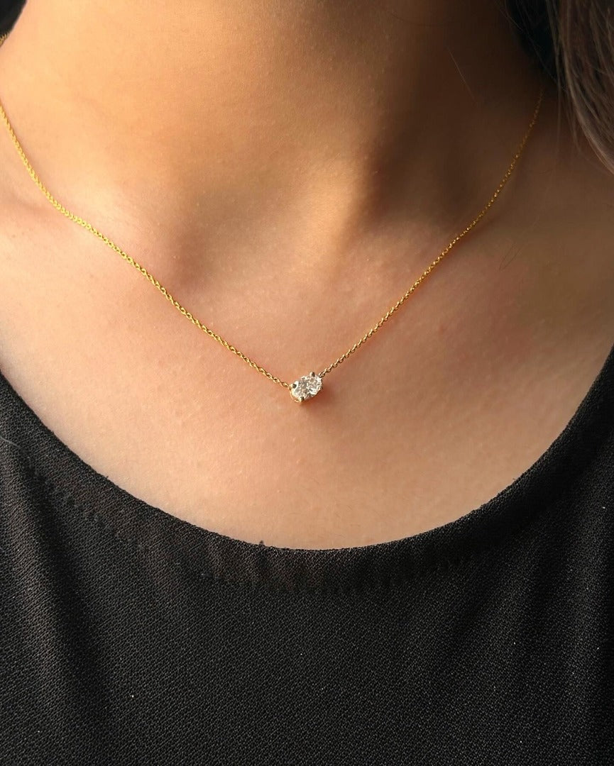 1.0 CT Oval Moissanite Diamond Solitaire Pendant Necklace in Solid Gold 2